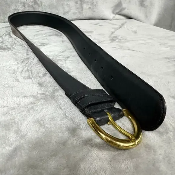 Coach Black Leather Belt with Gold Buckle - Picture 5 of 14